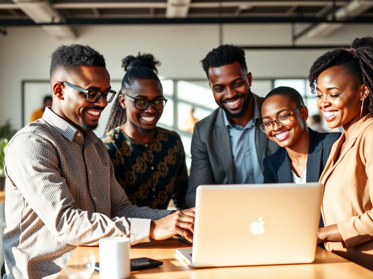 Diverse African entrepreneurs collaborating